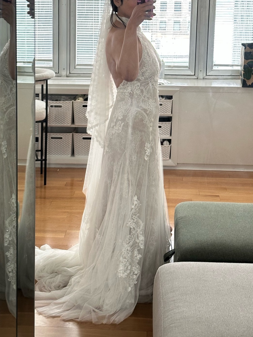 🤍 NWT Anthropologie Zoe Watters White Ivory Lace A-Line Wedding Dress Size 4